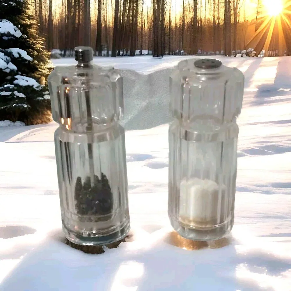 Vtg Olde Thompson Salt & Pepper Mill Set Faceted Acrylic Lucite Grinder USA